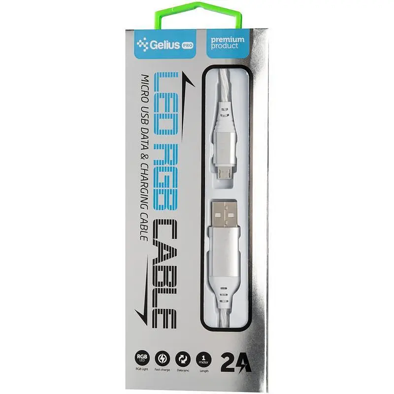 USB кабель Gelius Pro LED RGB GP-UC06m MicroUSB Silver - фото 6
