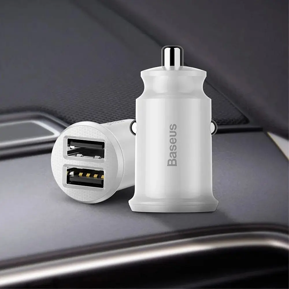 Автомобільний зарядний пристрій Baseus С8-K Grain Mini Smart Car Charger 3.1A 2хUSB White (651162372) - фото 6