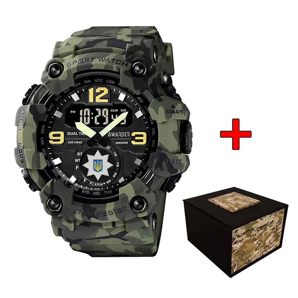 Чоловічий наручний годинник 004 Поліція Camo Green Awarder acs0032005