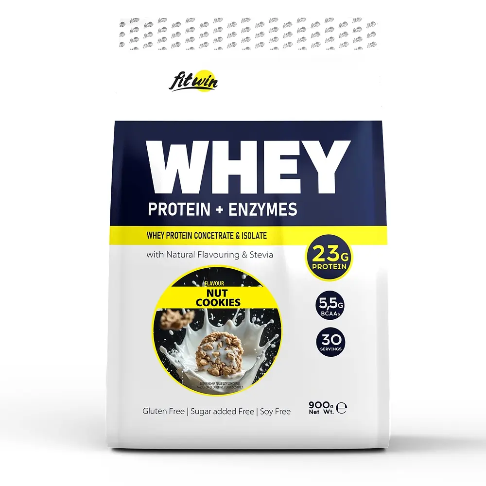 Протеїн Whey Protein + Enzymes, 900 грам Горіхове печиво FitWin fit0024049