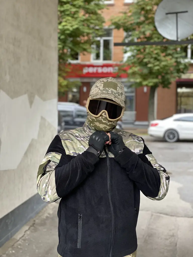 Кофта флісова чоловіча військова тактична з липучками під шеврони ЗСУ Мультикам 8045 52 розмір чорна - фото 7