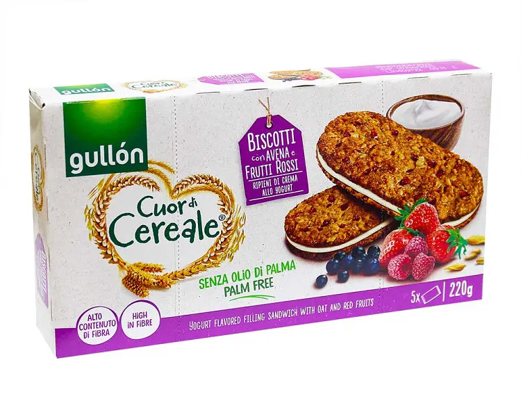 Печиво Gullon Cuor di Cereale вівсяне з ягодами без цукру 220 г