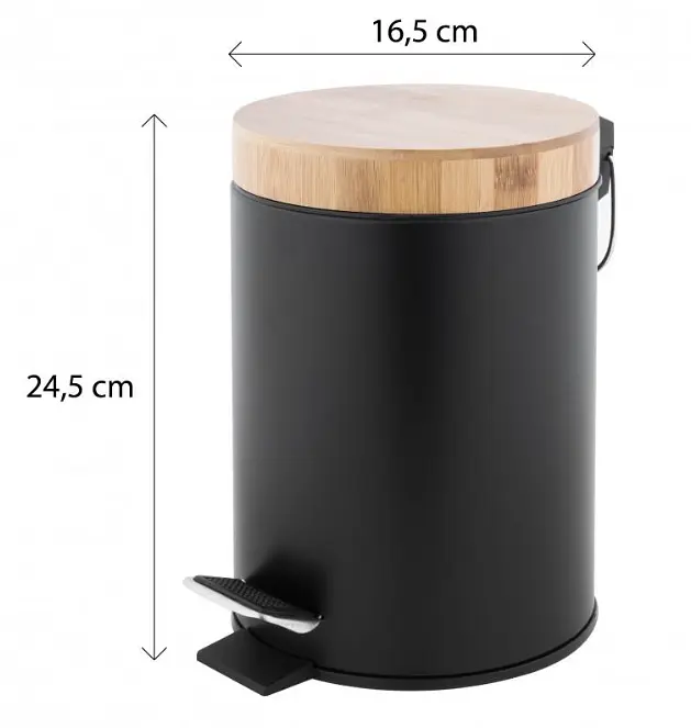 Кошик для сміття Yoka Bin Black Bamboo 3л. для ванної кімнати CH.BIN-BLK, Чорний матовий - фото 3