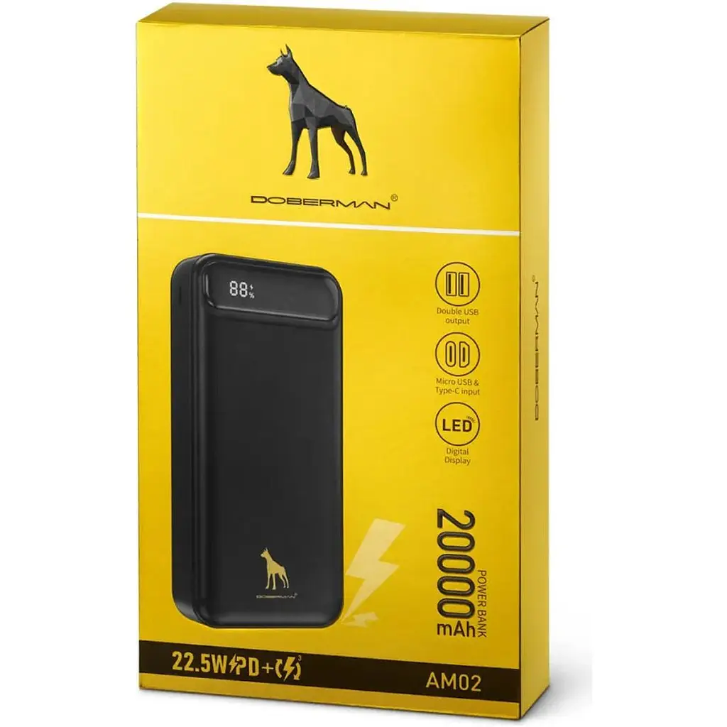 Зовнішній акумулятор Doberman AM02 20000mAh 22.5W Black [110385] - фото 4