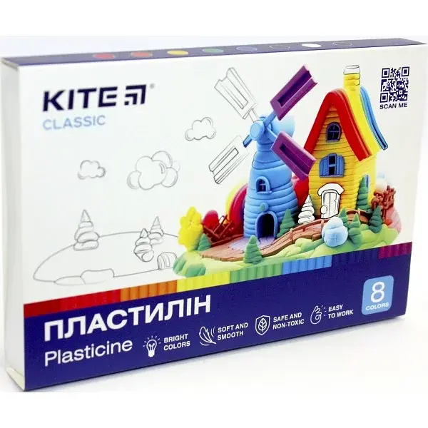 Пластилін "Kite" Classic 8 кольор. 160гр №K-082