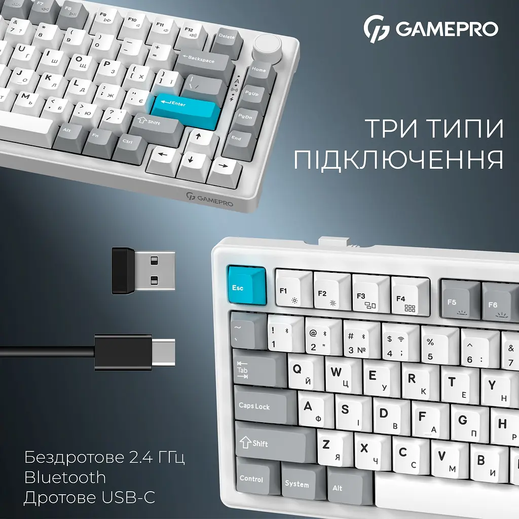 Клавиатура беспроводная GamePro Asgard Yord Keychron Super Red Switch White (MK266WH) - фото 6