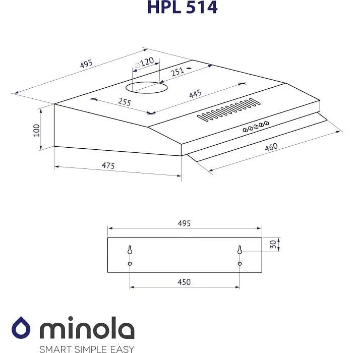 Вытяжка плоская Minola HPL 514 BL - фото 9