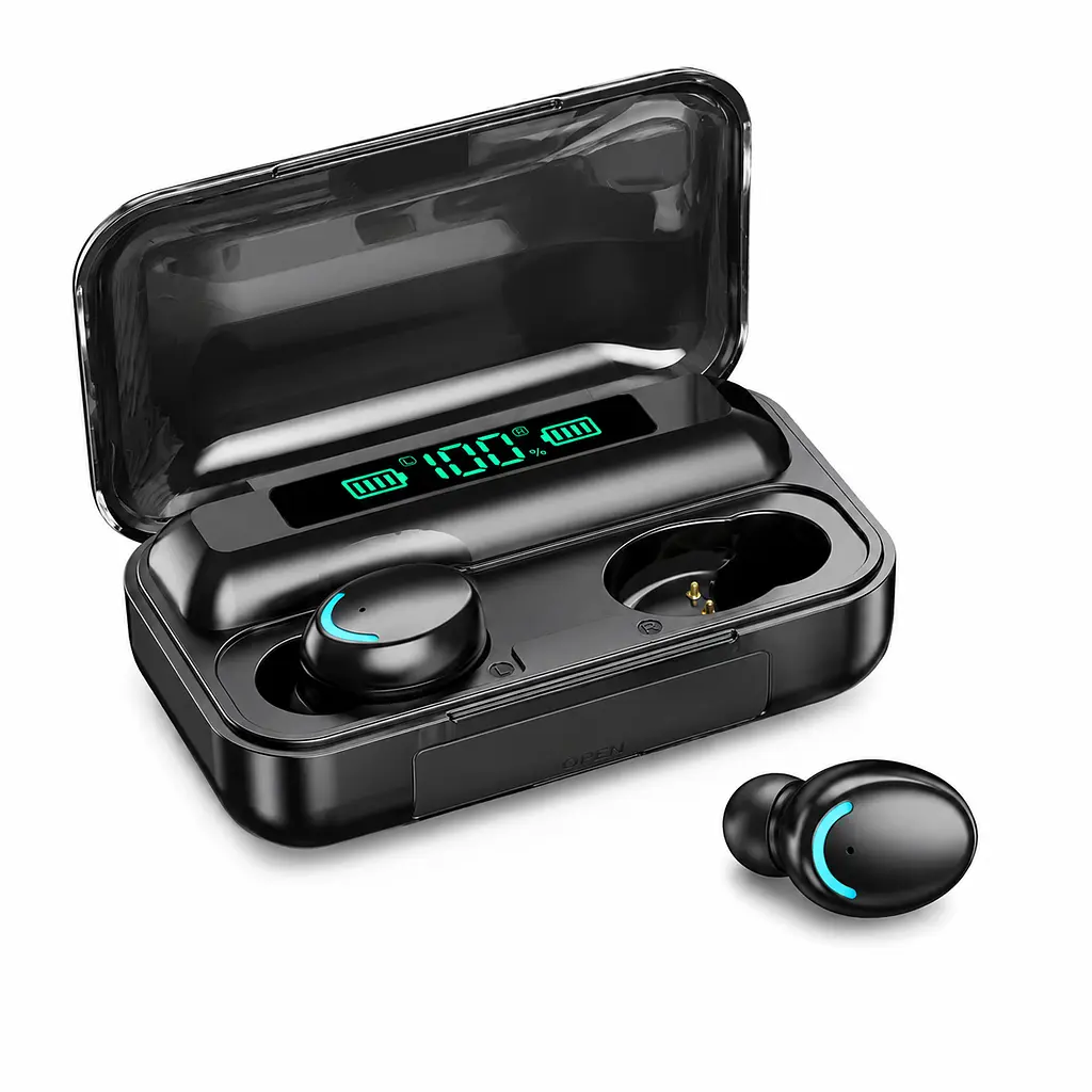 Бездротові навушники F9 TWS bluetooth 5.1 black OPM з павербанком - фото 8