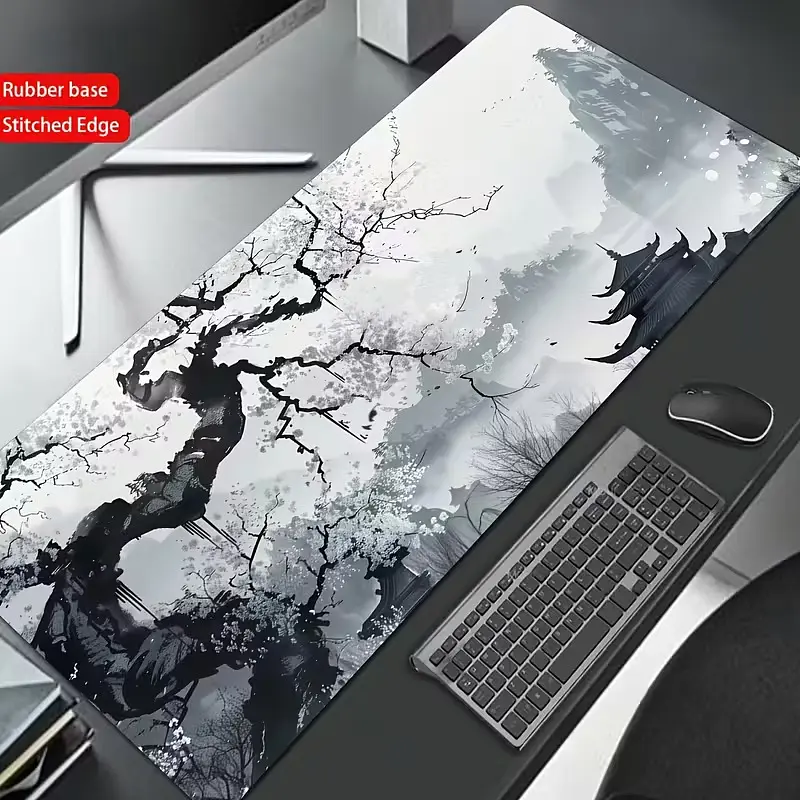 Килимок для миші та клавіатури "Zen Sakura" 80×30 см — арт-дизайн, який надихає, Сірий - фото 2