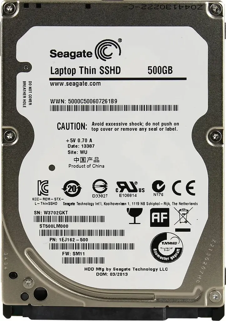 Жесткий диск Seagate 2.5 Laptop Thin SSHD 500Gb (ST500LM000) - фото 1