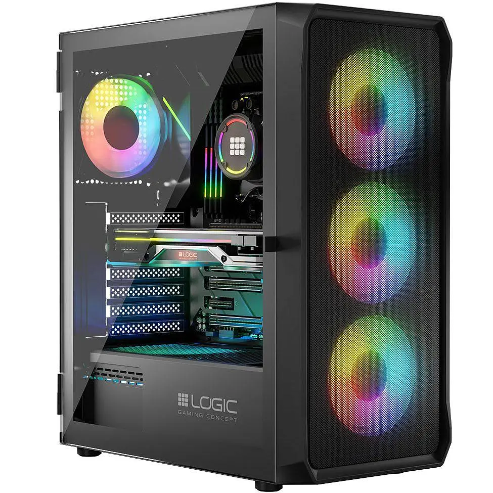 Корпус LogicConcept PORTOS MESH+GLASS ARGB fans 4x120mm ЧОРНИЙ без Блок живлення ATX