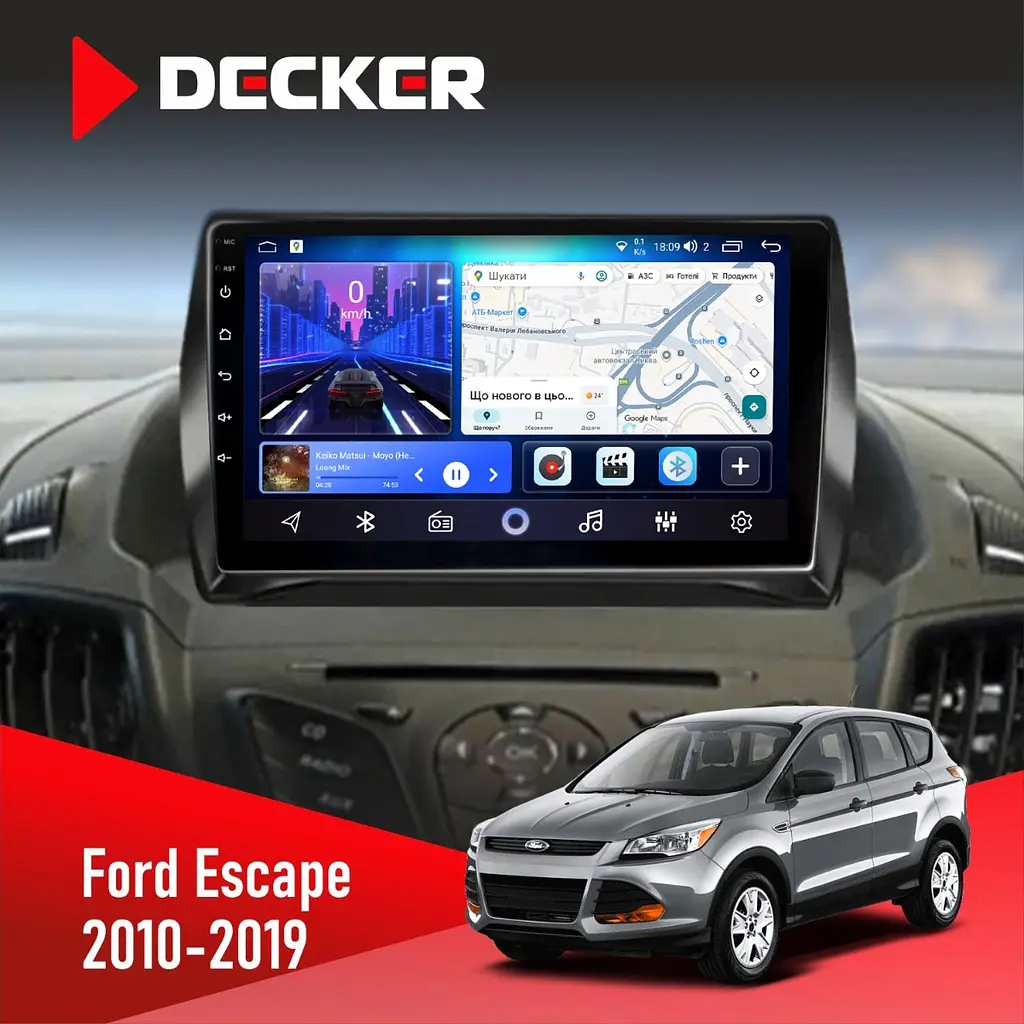 Штатна магнітола Ford Escape 2012-2019 Decker D9-006 4x64, 4G Decker (НФ-00003544)
