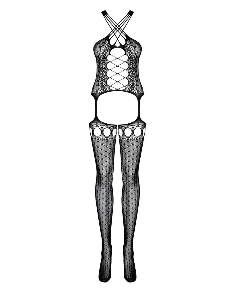 Бодистокинг Obsessive Bodystocking G313 шнуровка геометрический декор S/M/L - фото 5