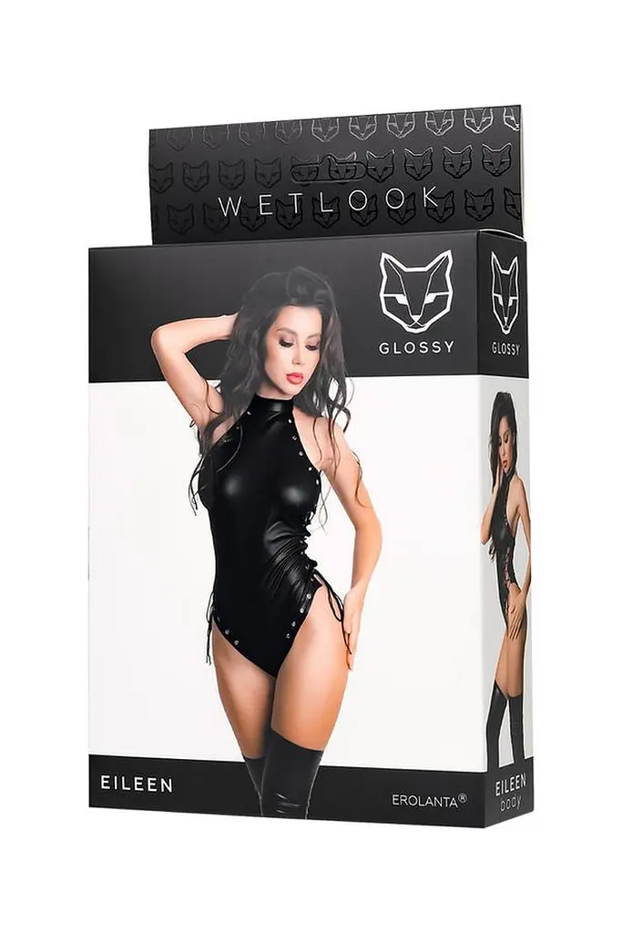 Боди Glossy Wetlook Eileen S черный - фото 6