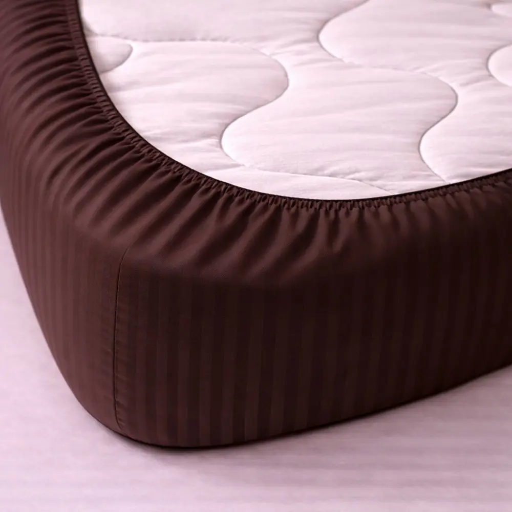 Простирадло на резинці LARA сатин-страйп LUX chocolate d13232 180х200х25 - фото 2