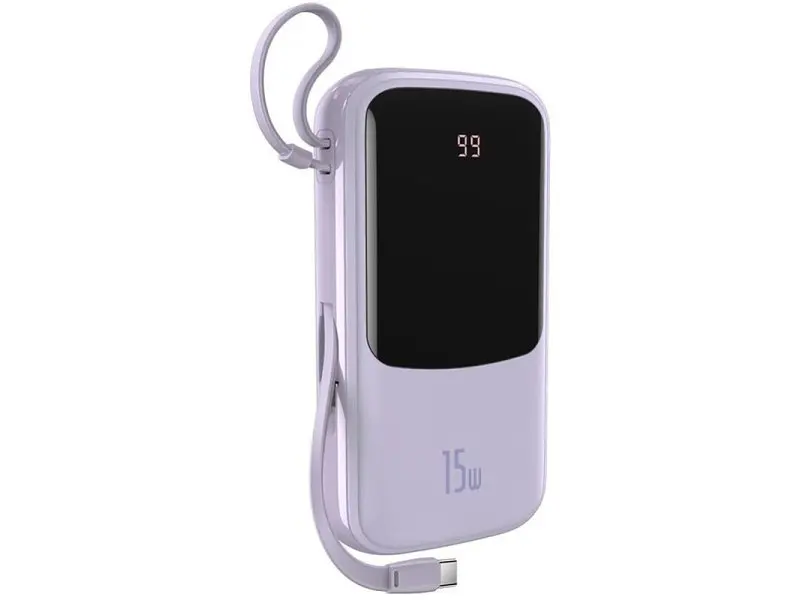 Зовнішній акумулятор (Power Bank) BASEUS Qpow Digital Display 10 000 mAh iP Edition 2022 15W Purple (PPQD050105) - фото 4