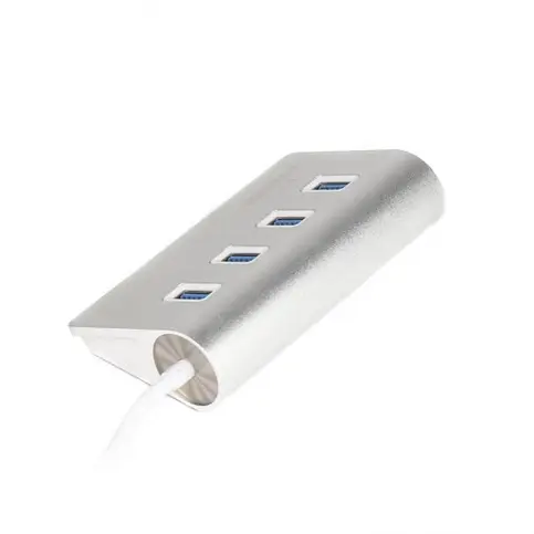 USB концентратор (Hub) 3.0 Maxter 4 порти метал, сріблястий - фото 3