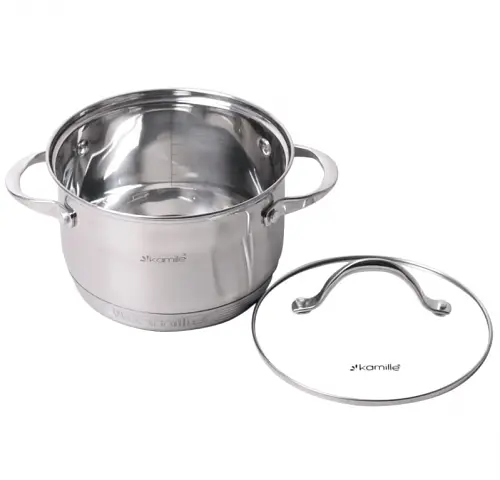 Кастрюля с крышкой Kamille 22 см 4.7 л серая (KM-4722S) - фото 3