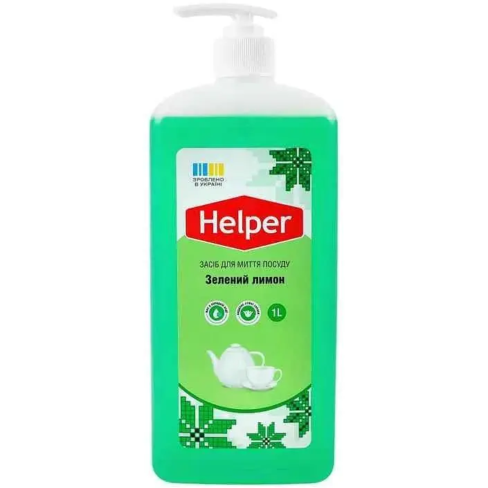 Засіб для миття посуду HELPER 1л зелений Лимон