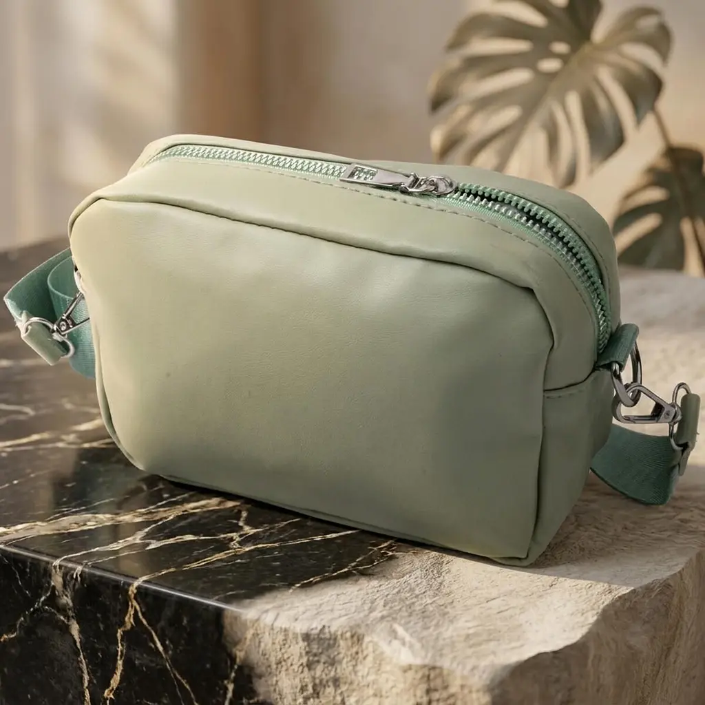Стильна жіноча сумка крос-боді з монетницею з екошкіри Vintage 22797 фісташкова - фото 4