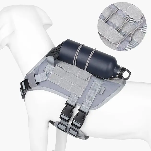 Шлейка для собак Vest, тактичний жилет з ручкою і системою MOLLE, регульований, Сірий L - фото 4