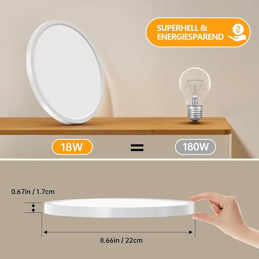 Стельовий LED світильник 18W 3000K IP44 Ø22 см WarmLight - фото 2