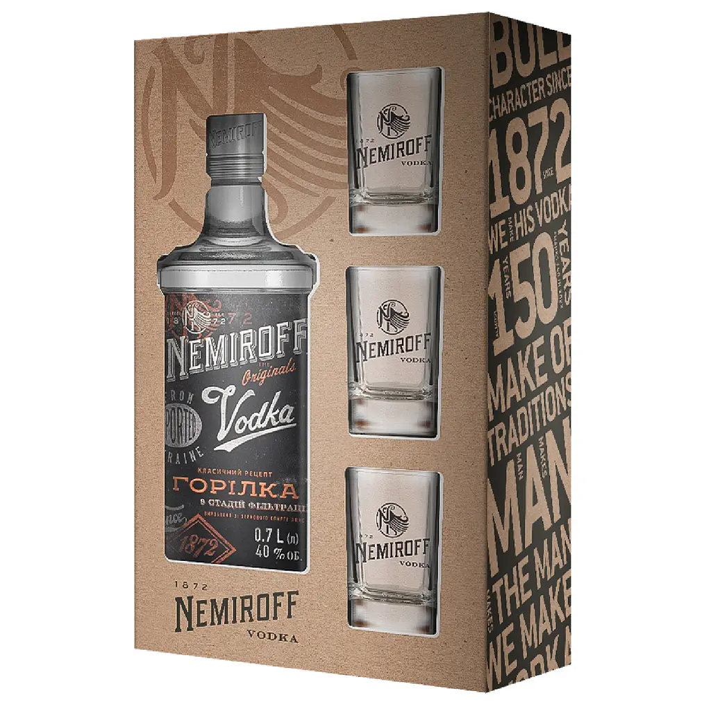 Уцінка. Сувенірний набір Nemiroff Originals 40% 0.7 л + 3 чарки - фото 2