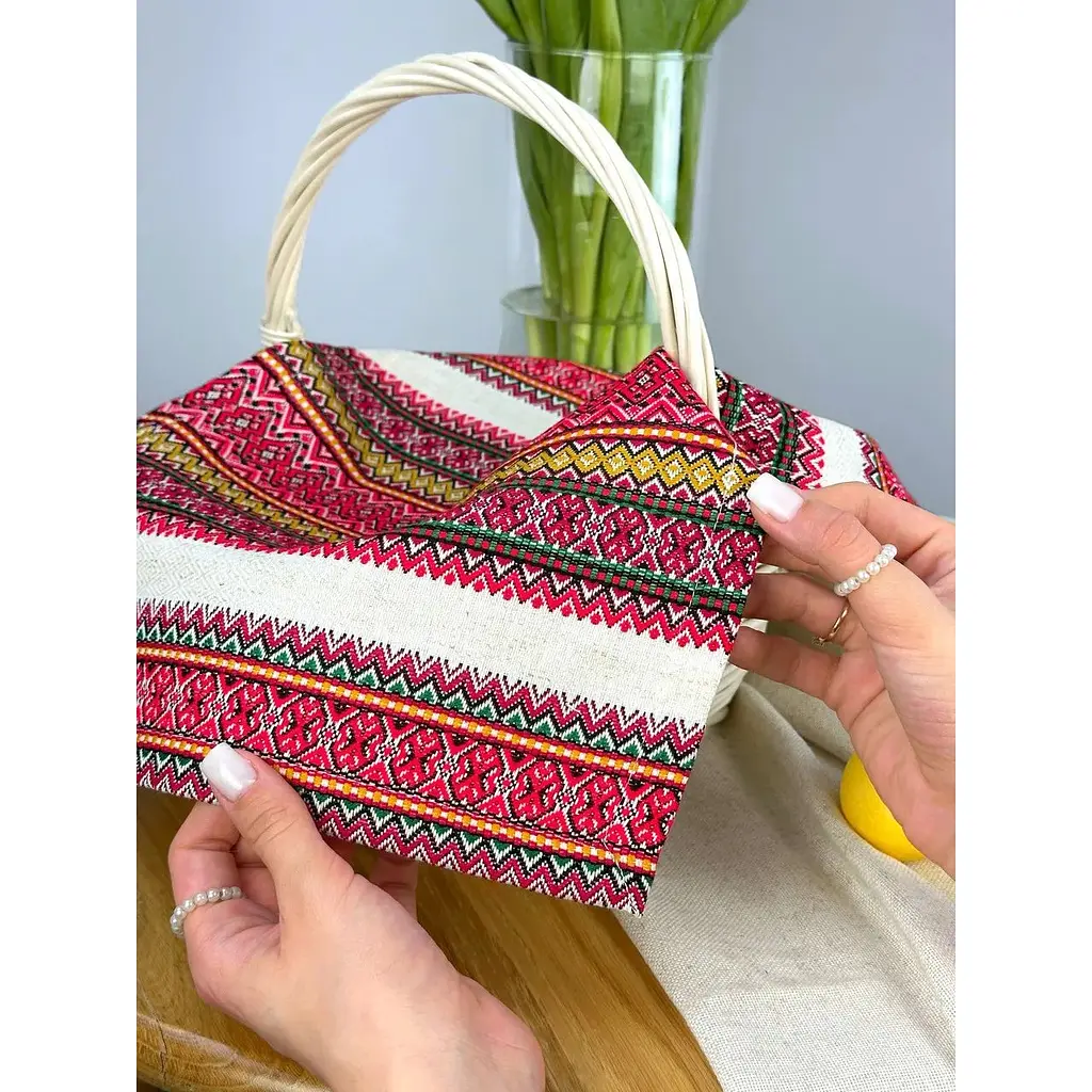 Пасхальное полотенце льняное для корзины Грация 45х30 см Красный - фото 5