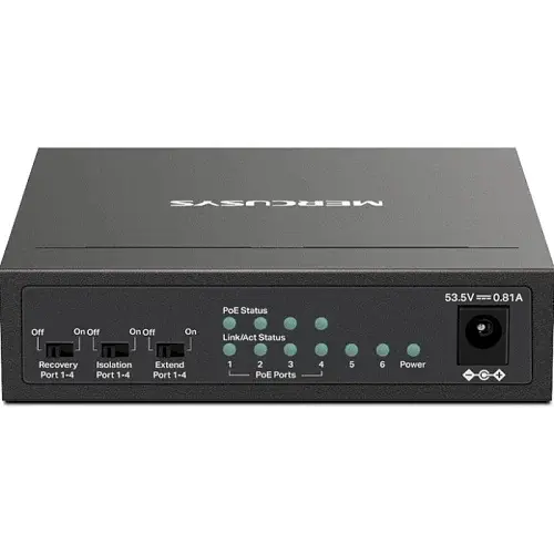 Комутатор MS106LP, Black, LAN 10/100/1000Mb, 4 порти PoE+ Mercusys teh0028257 - фото 3