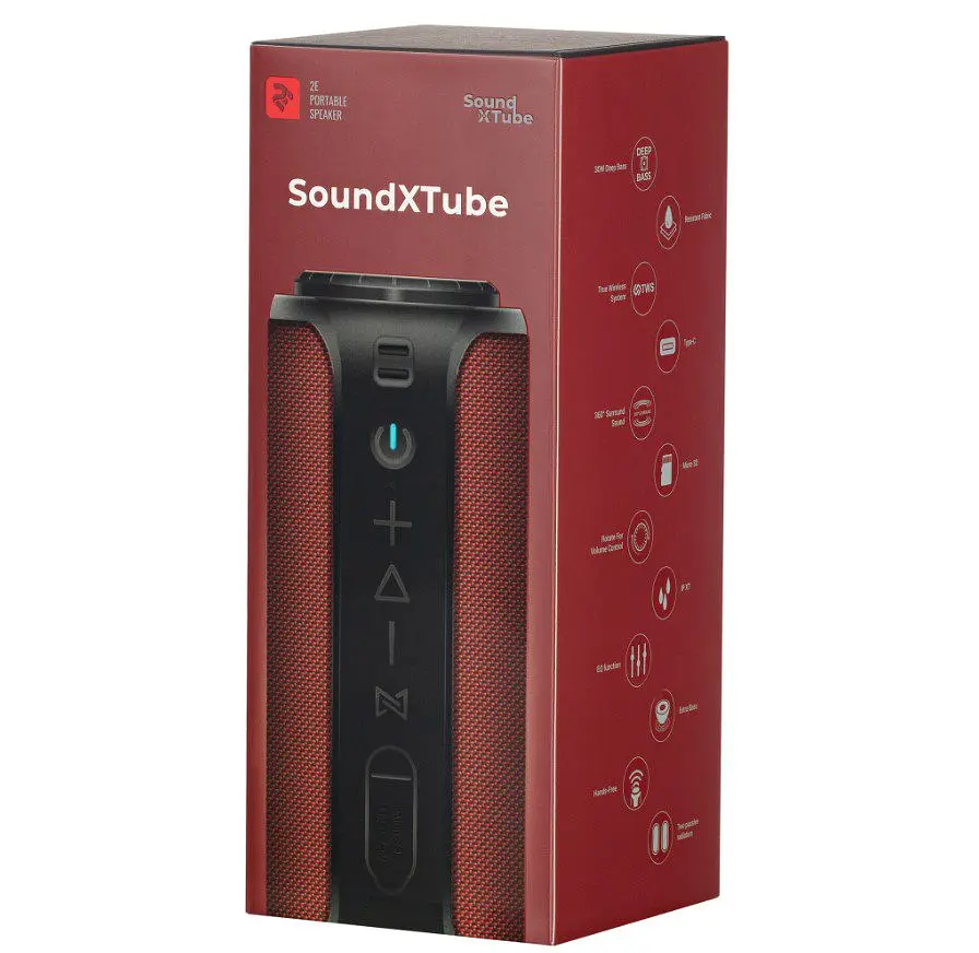 Портативная Bluetooth колонка 2E SoundXTube 30W TWS, MP3, Wireless, Waterproof Black-Red - фото 7