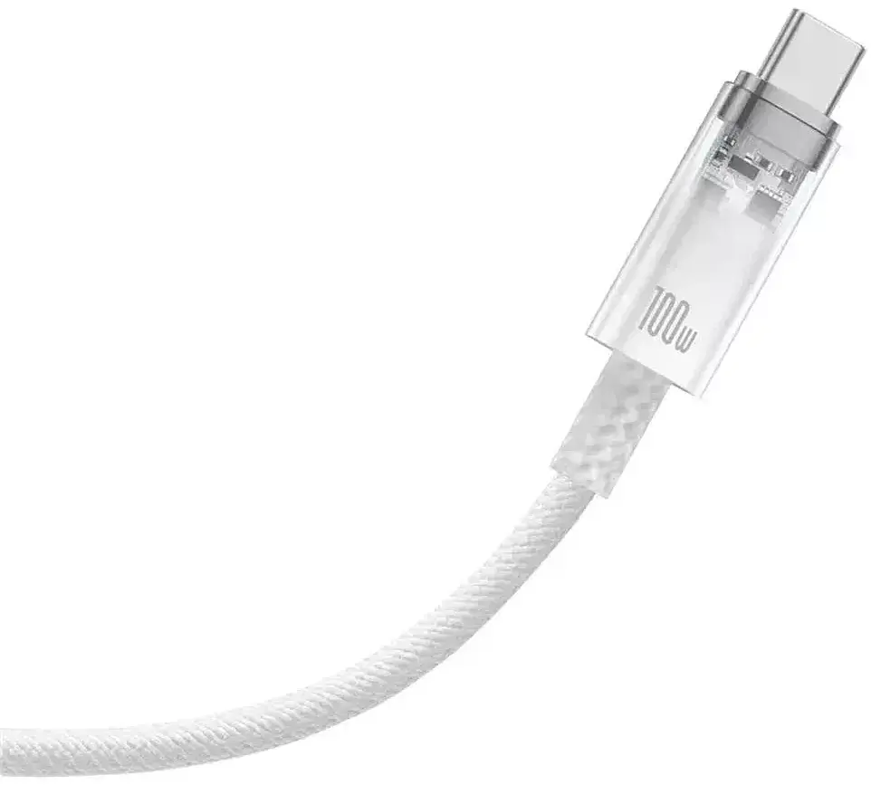 Кабель Baseus Explorer Smart Temperature Control Cable Type-C to Type-C 100W 1m P10319703221-00 White - фото 3