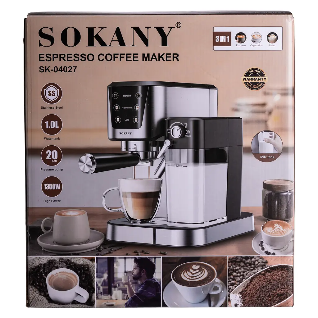 Кавомашина електрична 3 в 1 SOKANY SK-04027 з сенсорним керуванням 1350 Вт Sokany SK-04027 - фото 10