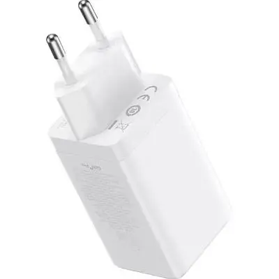 Зарядний пристрій Baseus 2xUSB-C 65W + 1xUSB GaN + cable USB-C to USB-C 100W 1.0m white (CCGP120202) - фото 3