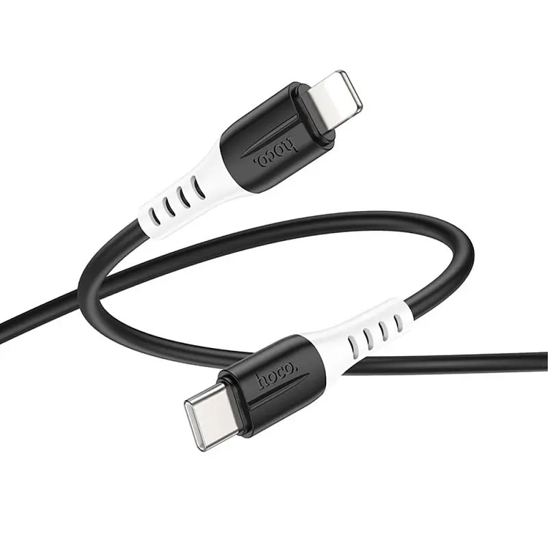 Дата кабель Hoco X82 Silicone Type-C to Lightning 20W (1m) Black - фото 3