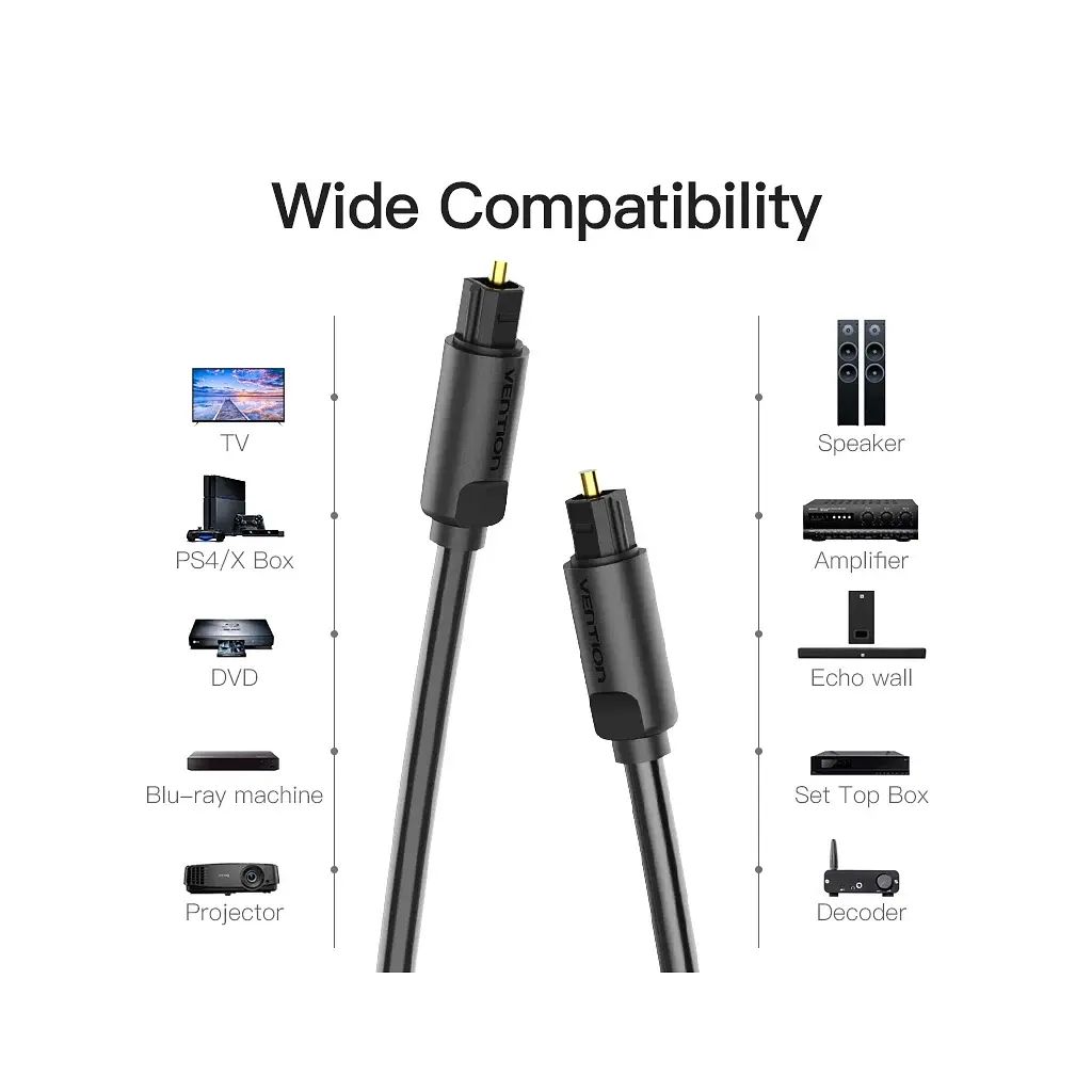 Кабель мультимедійний Optical Toslink 2.0m black Vention (BAEBH) - фото 5