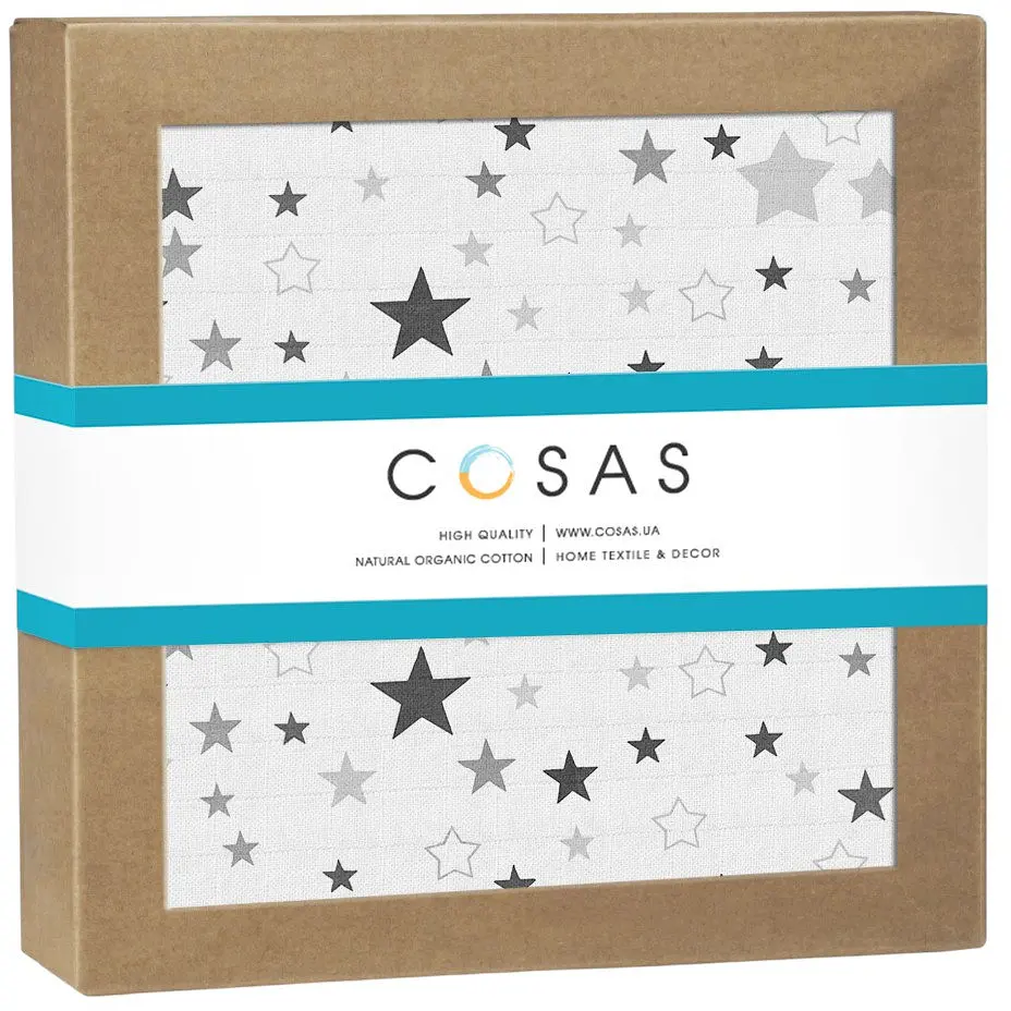 Пелюшка муслінова Cosas Stars CS1 80х100 см (MuslinDiapers_StarCarnivalGrey)