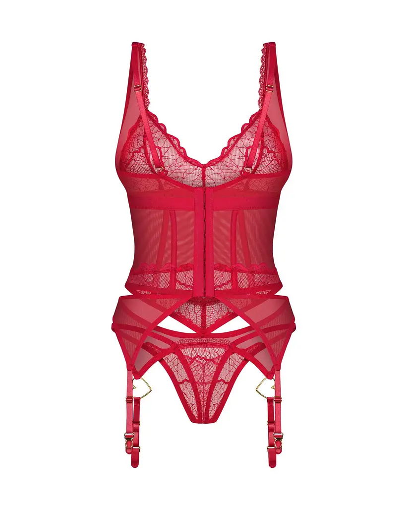 Еротичний комплект Obsessive Cupide Desir 2XL/3XL червоний - фото 3