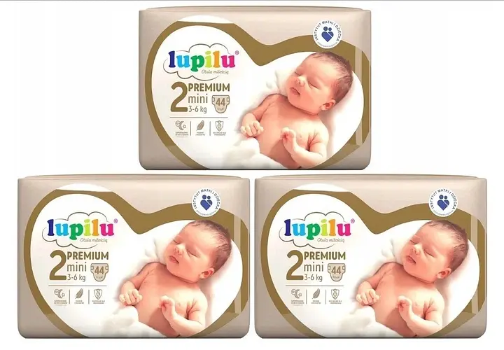 Підгузники Lupilu Premium Mini Розмір 2, Вага 3-6 кг, 132 шт