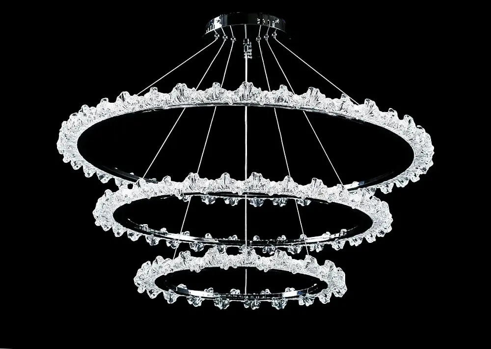 Люстра стельова LED Splendid Ray L115/800+600+400/3, хром, білий, регульована висота, 80 см, сучасний стиль - фото 2