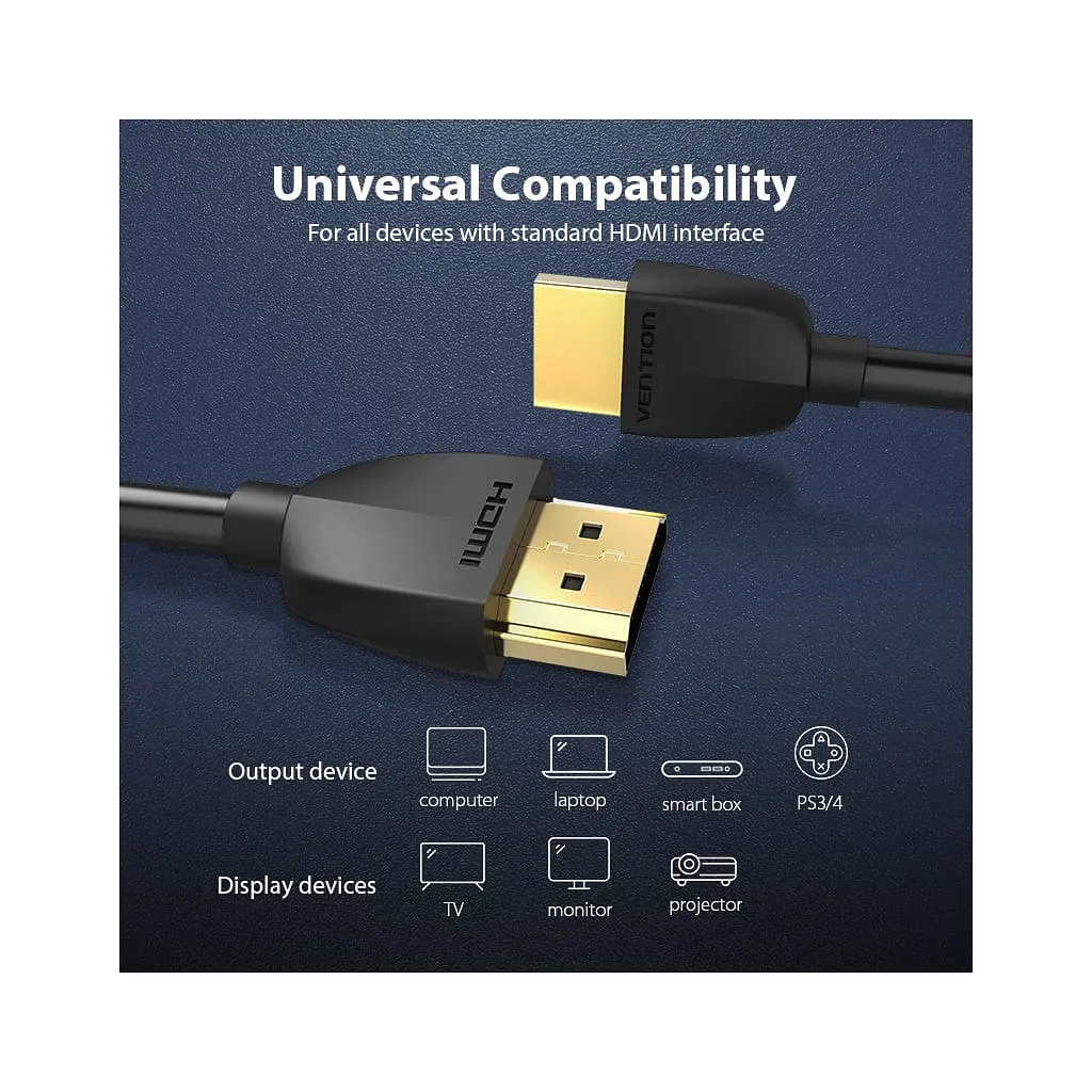 Кабель мультимедійний HDMI M to HDMI M 1.0m 4K60Hz black Vention (AAIBF) - фото 2