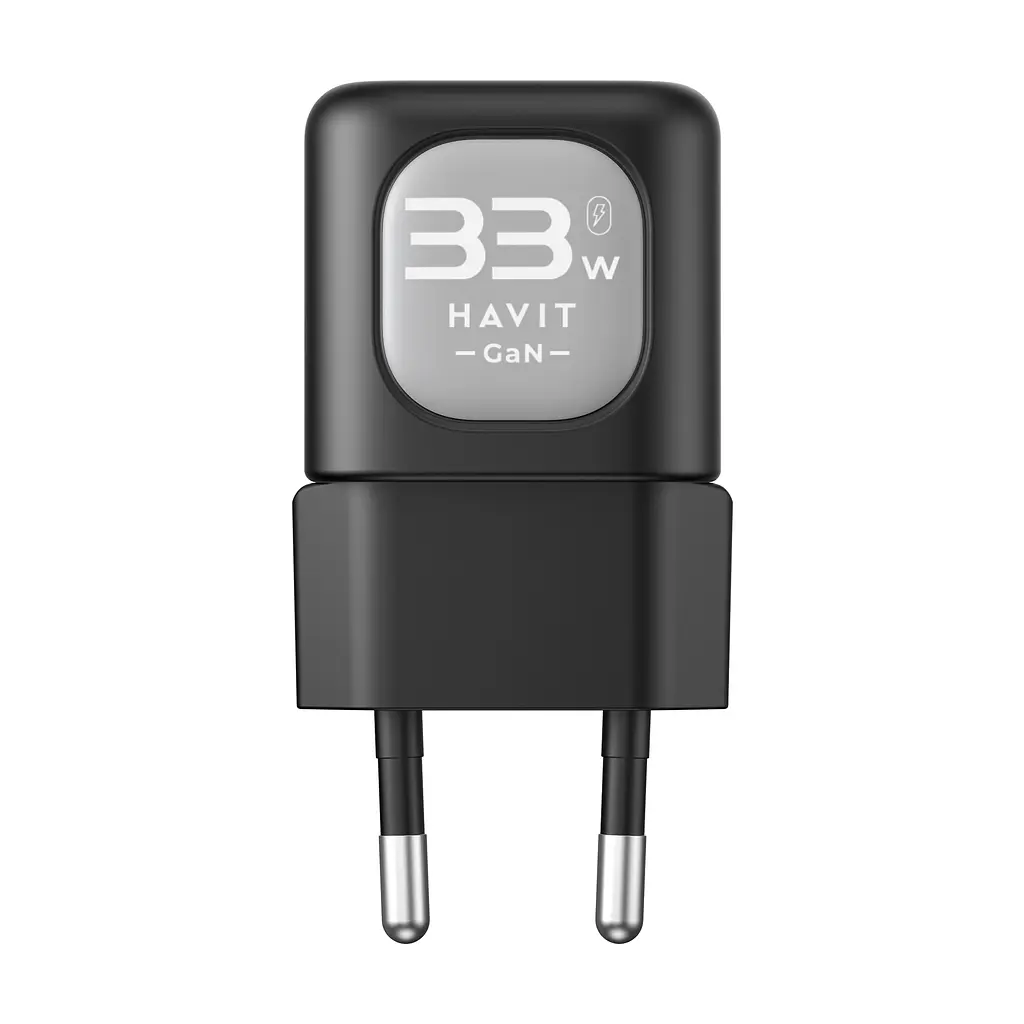 Зарядний пристрій HAVIT HV-UC230 GaN 33W USB-A+USB-C Black HAVIT (28442-000) - фото 4