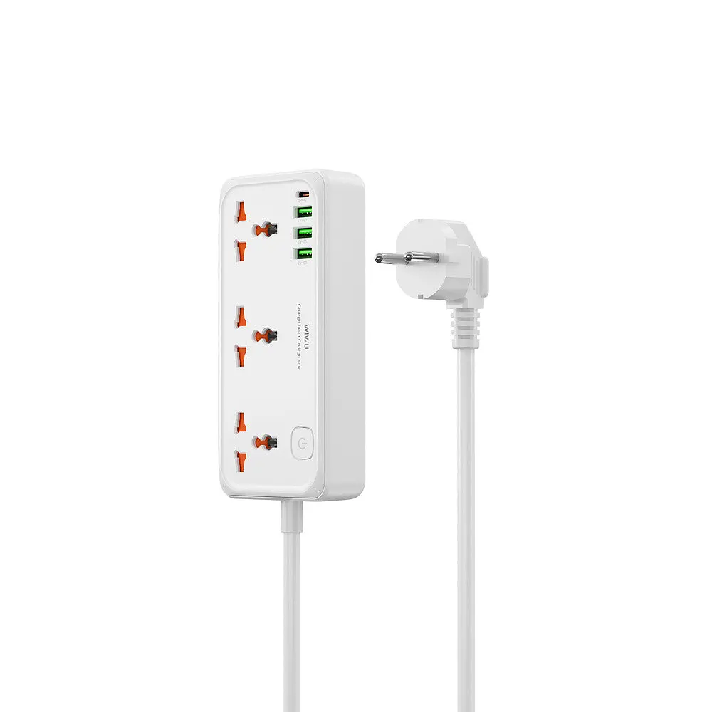 Мережевий подовжувач WIWU 30W Cube Multiple Function GaN Power Strip 1C3A+3 sockets Wi-S005 EU Білий - фото 3