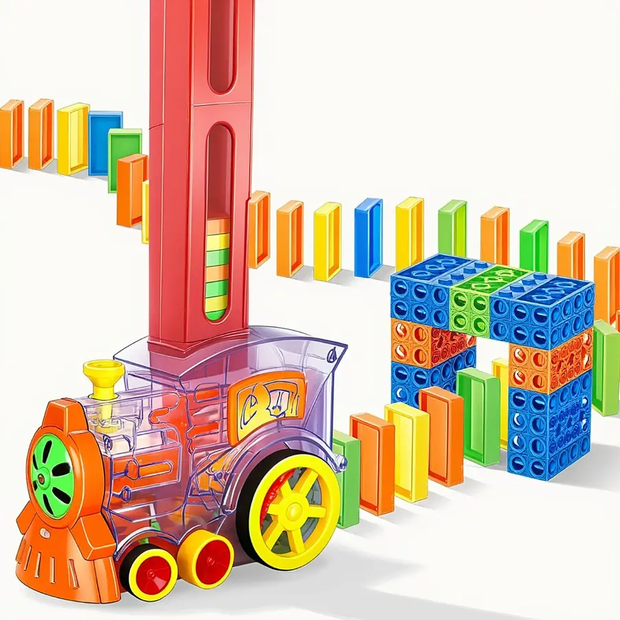 Іграшка поїзд доміно DOMINO Happy Truck 60 деталей Розвиваючий конструктор паровозик музичний - фото 7