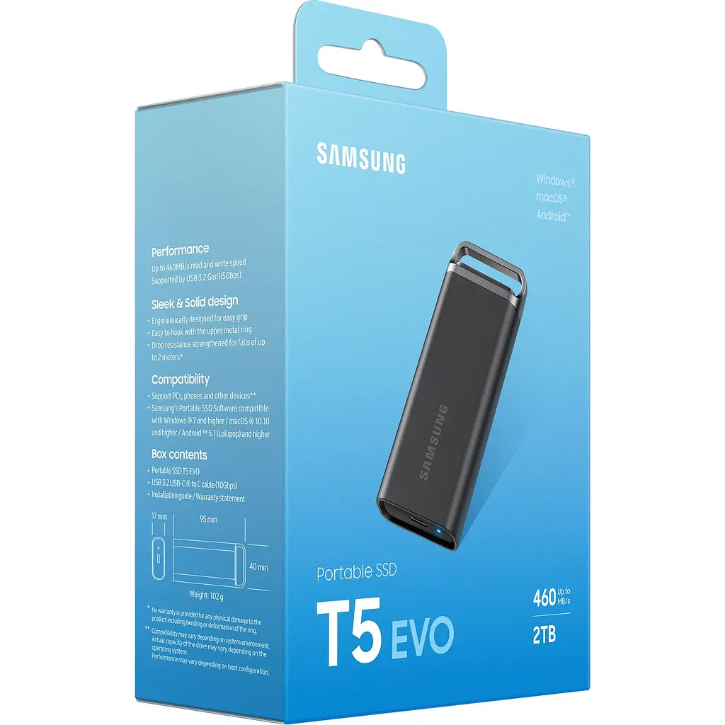 Зовнішній SSD накопичувач Samsung T5 EVO 2TB (MU-PH2T0S/EU) [97933] - фото 9