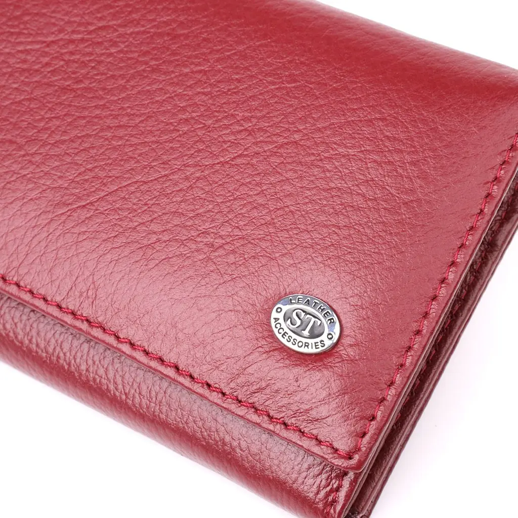 Елегантний гаманець для жінок з монетницею із натуральної шкіри ST Leather 23107 бордовий - фото 5