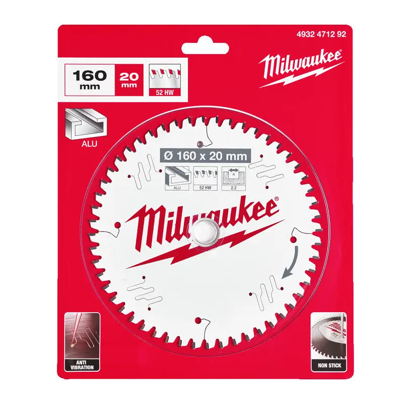 Диск пиляльний по алюмінію Alu PFTE MILWAUKEE, діаметр 160х20х2,2мм, 52 зуб. - фото 2