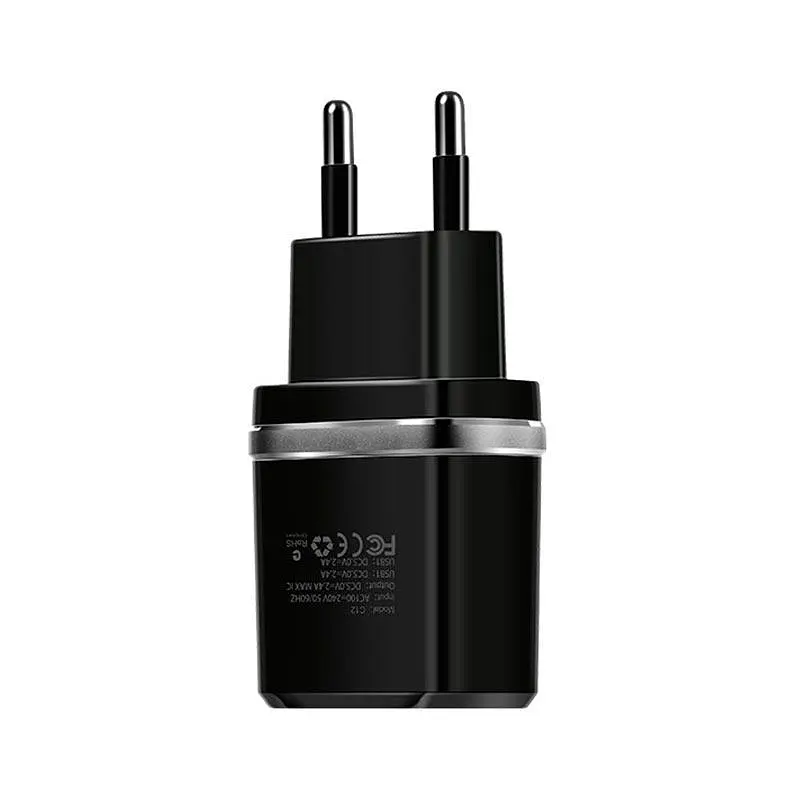 Адаптер мережевий Hoco Micro cable C12 2USB, 2.4 А - фото 6
