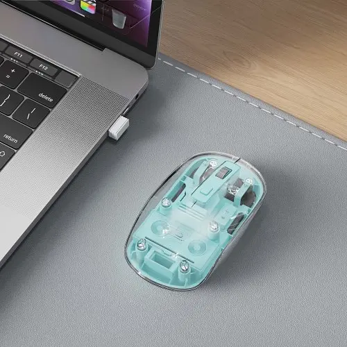 Комп'ютерна мишка XO M12 bluetooth wireless transparent mouse Синя - фото 4