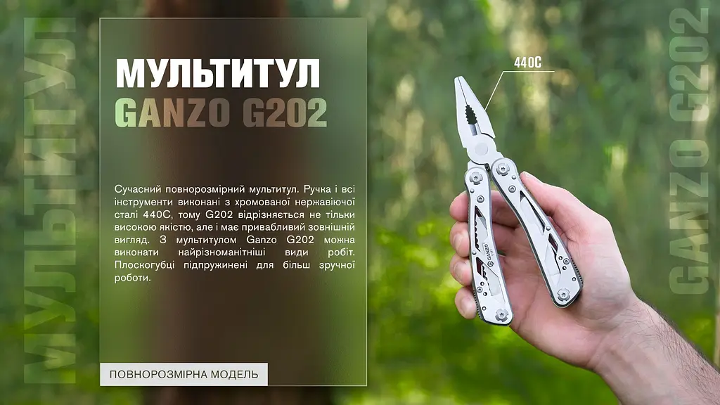 Мультитул Ganzo Multi Tool (G202), Сріблястий - фото 7