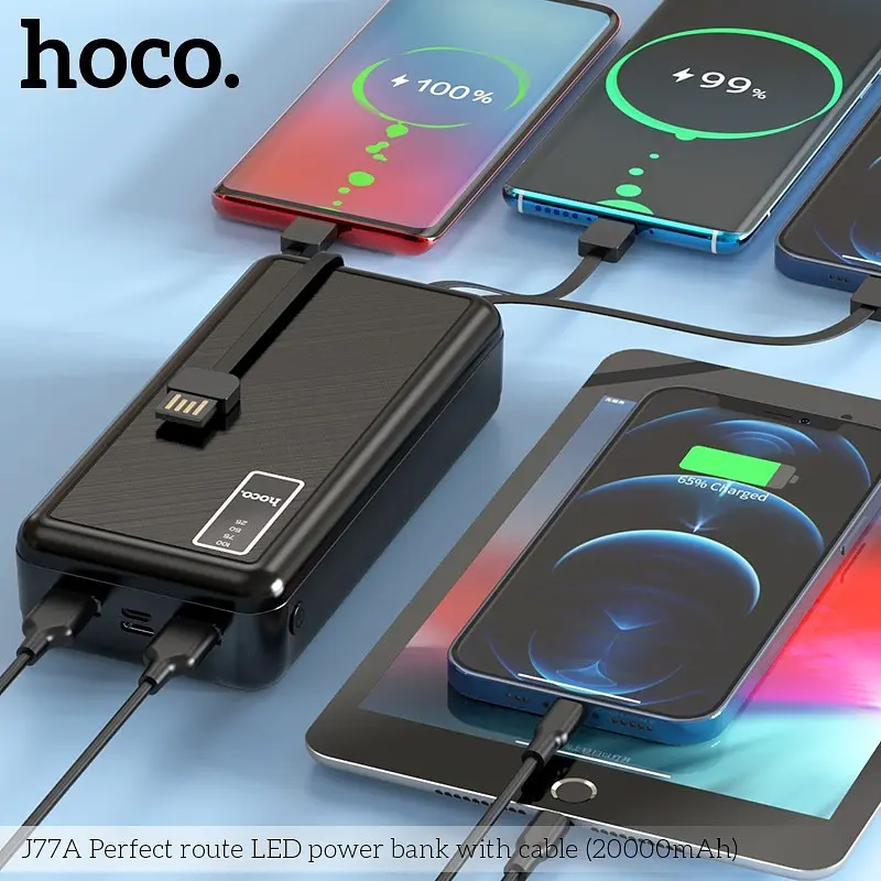 Наружный аккумулятор Hoco J77A 20000 mAh с кабелями - фото 4